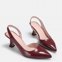 Bordo Rugan Arkası Açık Stiletto