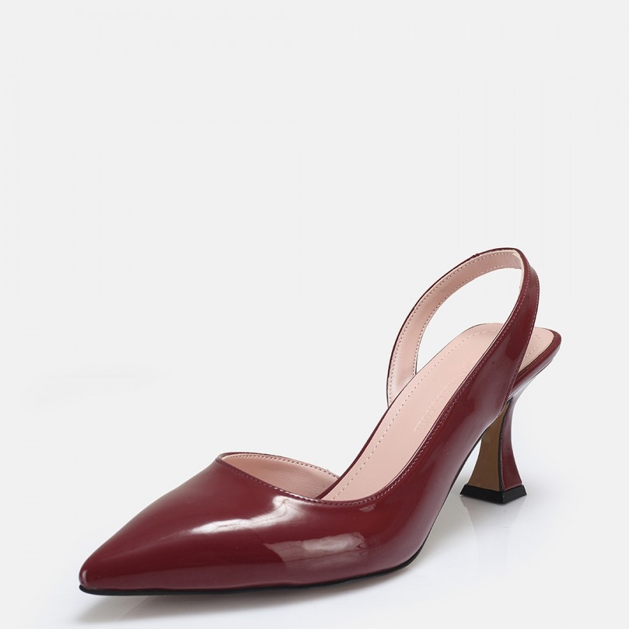Bordo Rugan Arkası Açık Stiletto