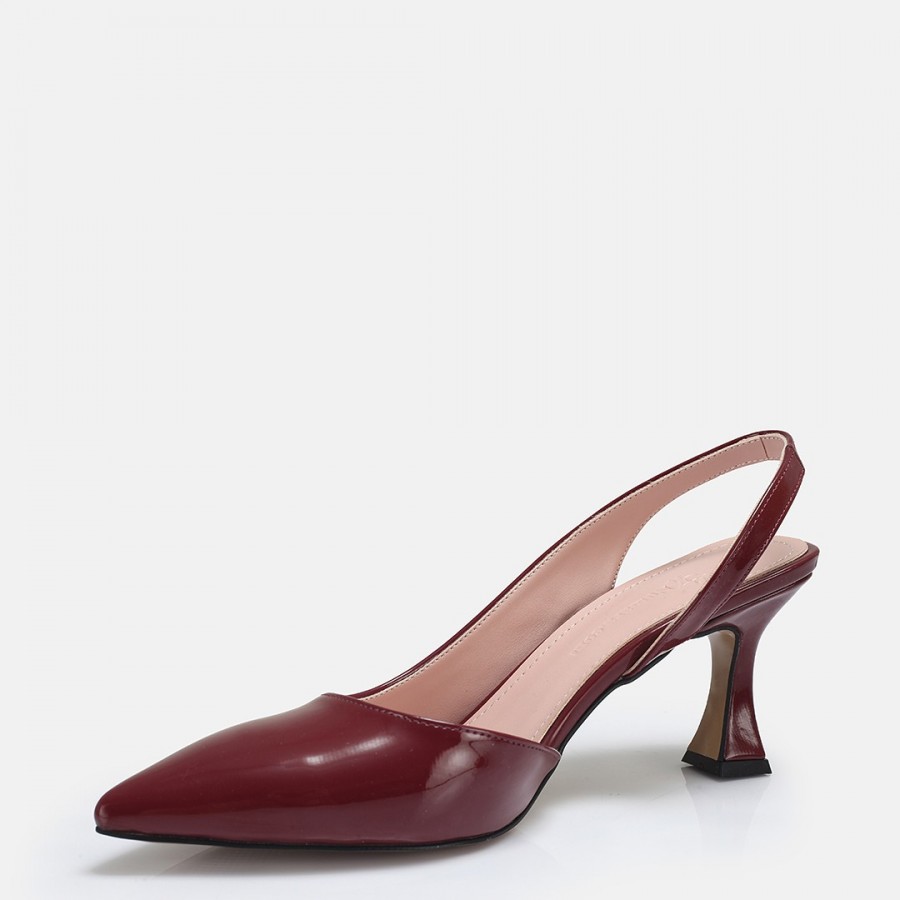 Bordo Rugan Arkası Açık Stiletto