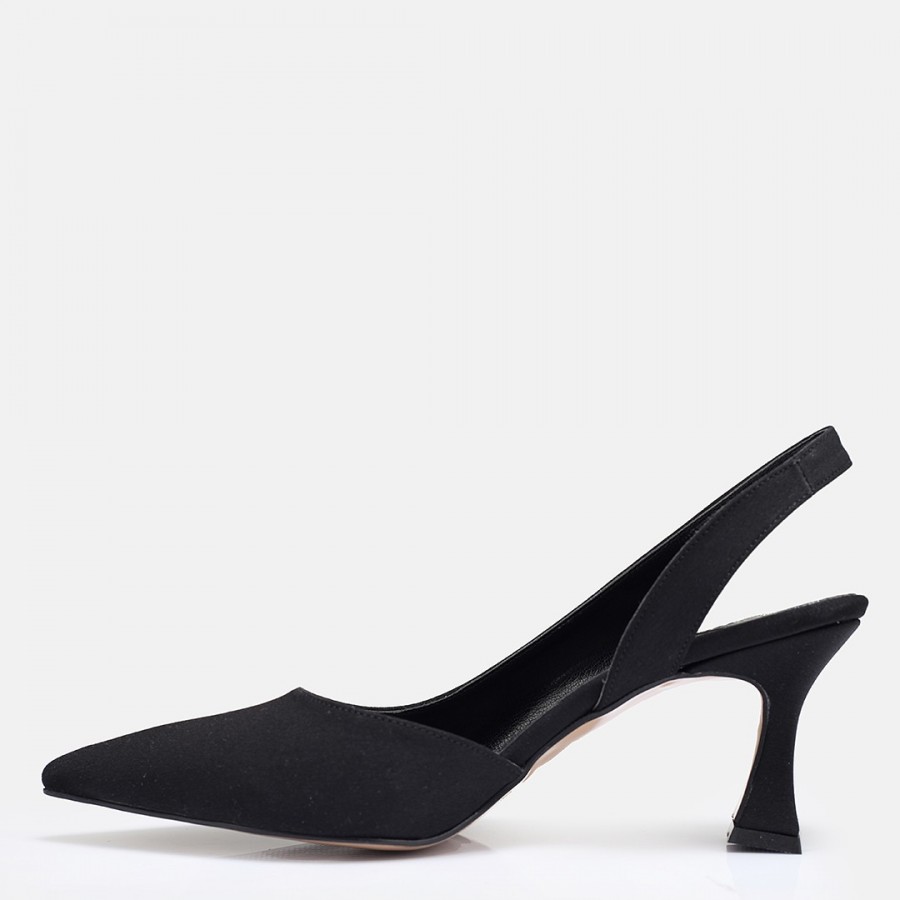 Siyah Saten Arkası Açık Stiletto