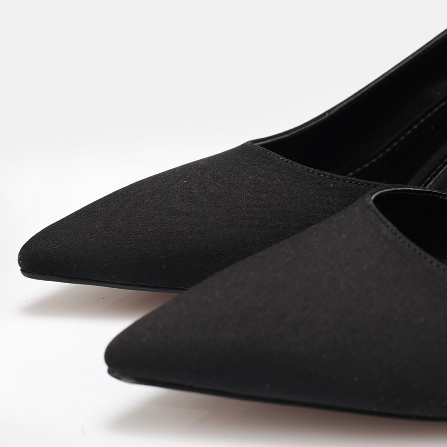 Siyah Saten Arkası Açık Stiletto