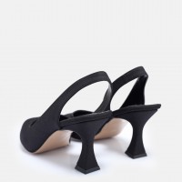 Siyah Saten Arkası Açık Stiletto