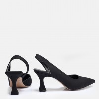 Siyah Saten Arkası Açık Stiletto