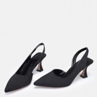 Siyah Saten Arkası Açık Stiletto
