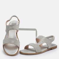 Lame Yaldızlı Taşlı Sandalet