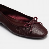 Bordo Hakiki Deri Fiyonklu Babet Ayakkabı