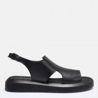Siyah Hakiki Deri Sandalet