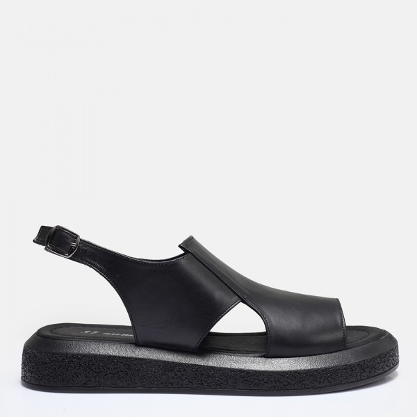 Siyah Hakiki Deri Sandalet