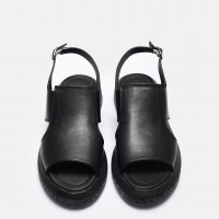 Siyah Hakiki Deri Sandalet