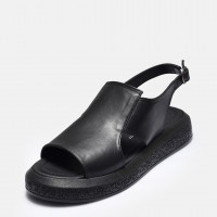 Siyah Hakiki Deri Sandalet