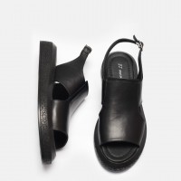 Siyah Hakiki Deri Sandalet
