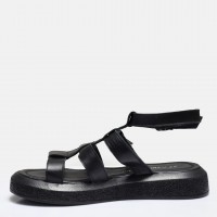 Siyah Hakiki Deri Sandalet