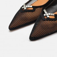 Siyah File Stiletto  Ayakkabı