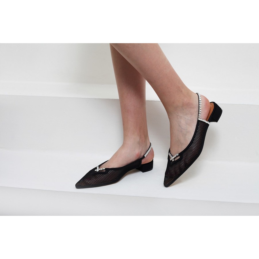 Siyah File Stiletto  Ayakkabı