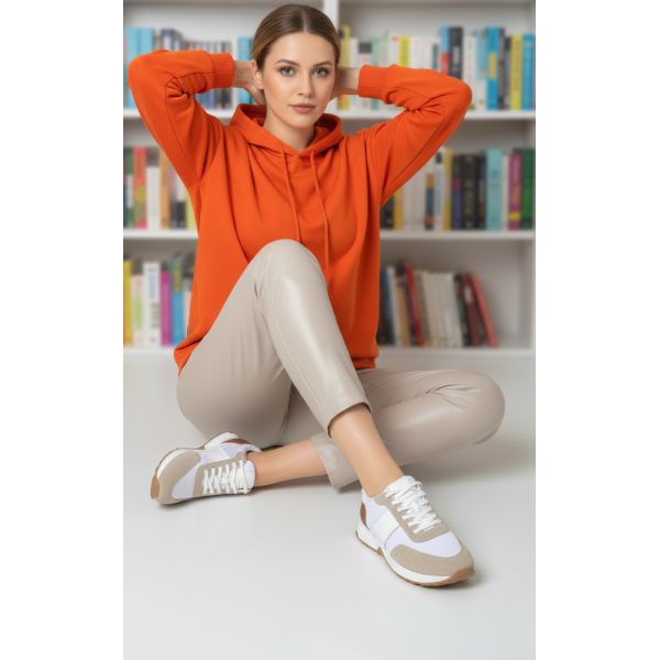 Beyaz Bağcıklı Spor Ayakkabı