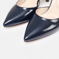 Stiletto Lacivert Rugan Bilekten Kemerli Ayakkabı