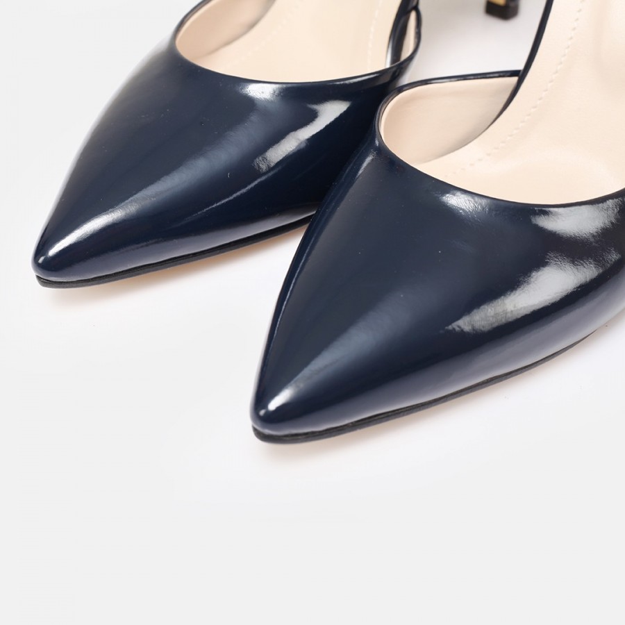 Stiletto Lacivert Rugan Bilekten Kemerli Ayakkabı