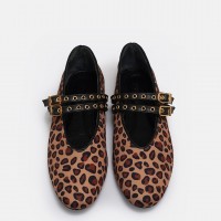 Babet Leopar Desenli Hakiki Deri Bantlı