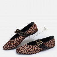Babet Leopar Desenli Hakiki Deri Bantlı