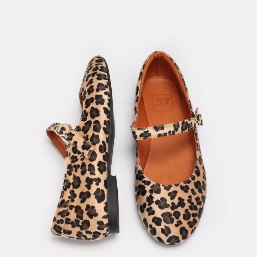 Babet Leopar Desenli Balerin Kemerli