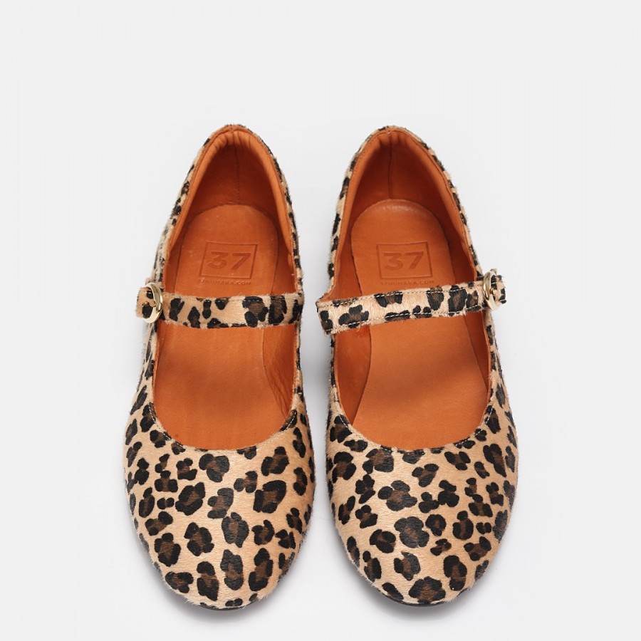 Babet Leopar Desenli Balerin Kemerli