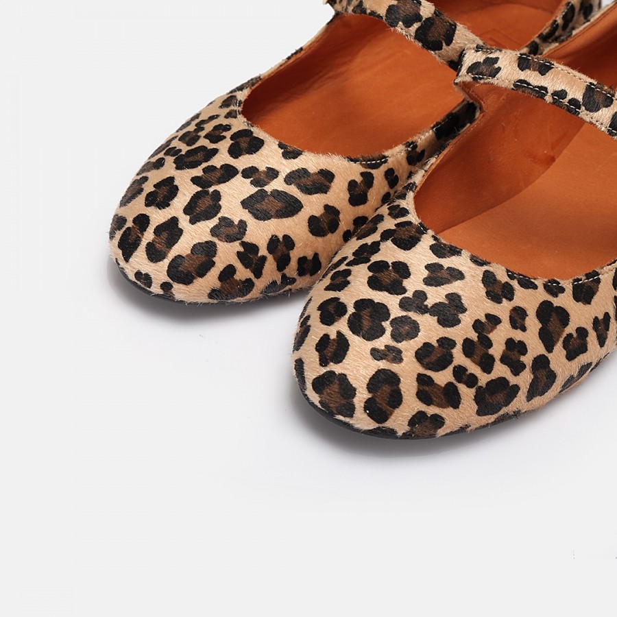 Babet Leopar Desenli Balerin Kemerli