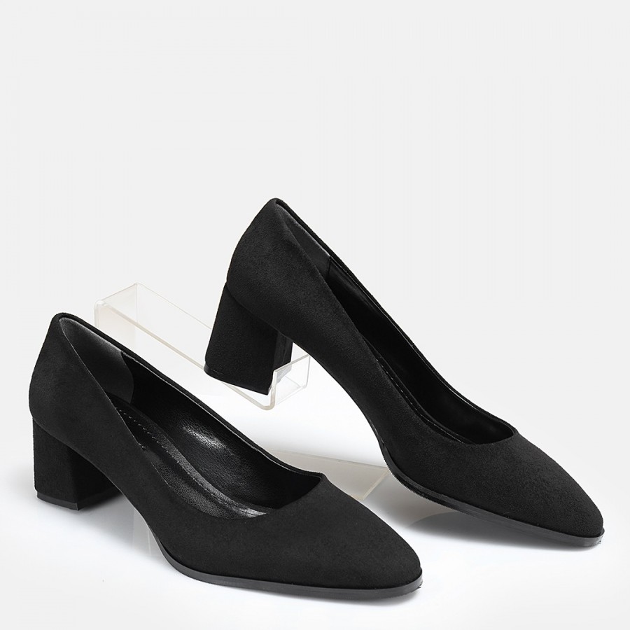 Stiletto Siyah Süet Topuklu Ayakkabı