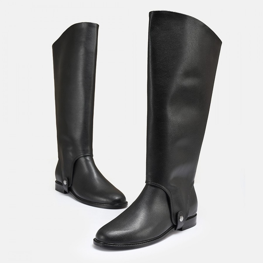 Siyah Düz Model  Binici Çizme