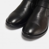 Siyah Hakiki Deri Kemerli Bayan Bot