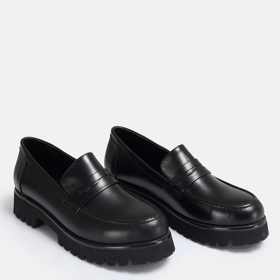 Kalın Tabanlı Loafer Ayakkabı Siyah