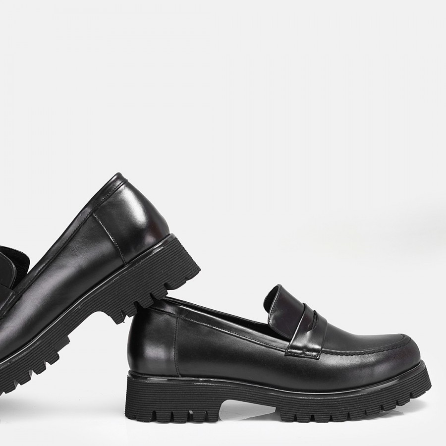 Kalın Tabanlı Loafer Ayakkabı Siyah