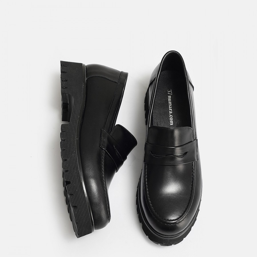 Kalın Tabanlı Loafer Ayakkabı Siyah