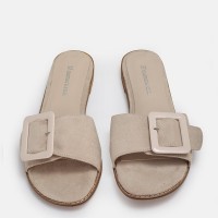 Bej Kadın Düz Terlik Kemerli