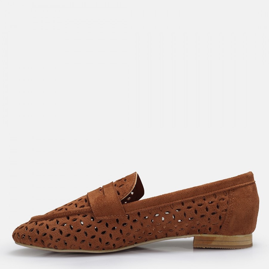 Taba Süet Kadın Loafer Ayakkabı
