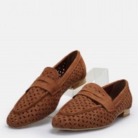 Taba Süet Kadın Loafer Ayakkabı