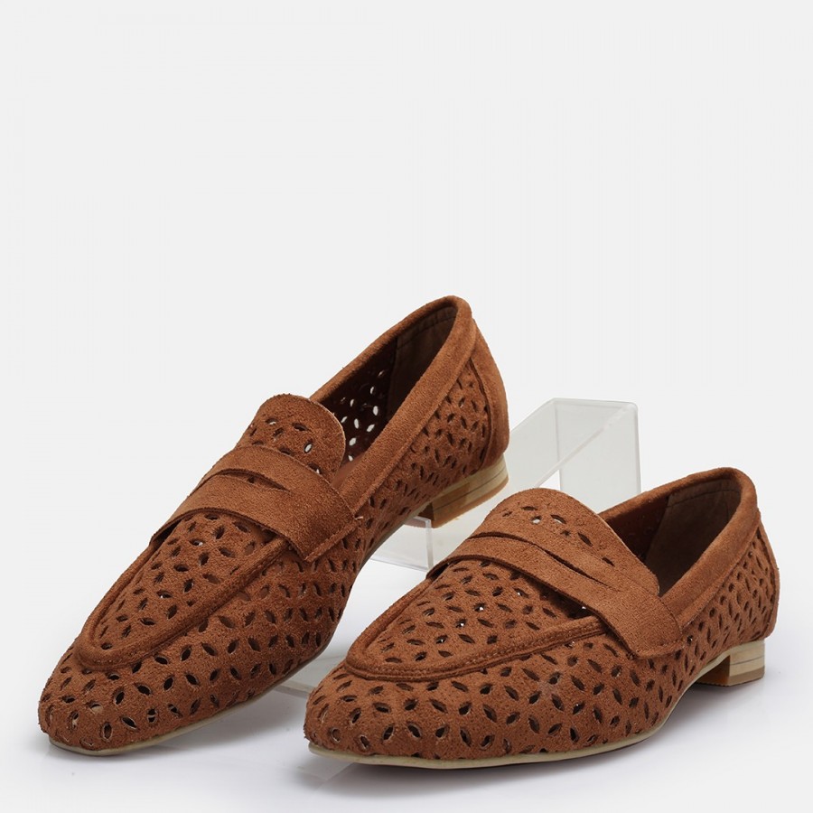 Taba Süet Kadın Loafer Ayakkabı