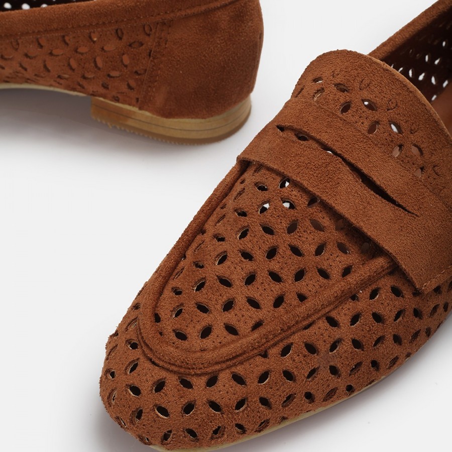 Taba Süet Kadın Loafer Ayakkabı
