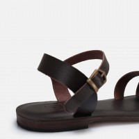 Bodrum Sandalet Kahverengi Çapraz Hakiki Deri