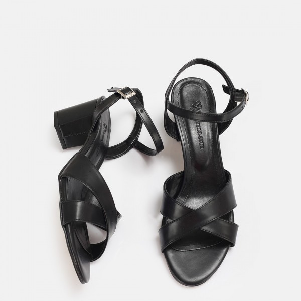 Siyah Topuklu Ayakkabı Sandalet