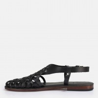 Bodrum Sandalet Siyah Kafes Model Hakiki Deri