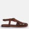 Bodrum Sandalet Taba Kafes Model Hakiki Deri