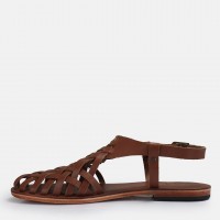Bodrum Sandalet Taba Kafes Model Hakiki Deri