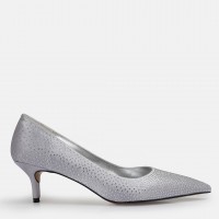 Stiletto Ayakkabı Gri Taşlı