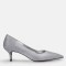 Stiletto Ayakkabı Gri Taşlı