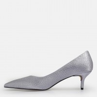 Stiletto Ayakkabı Gri Taşlı