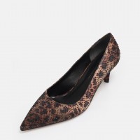 Stiletto Ayakkabı Leopar Taşlı