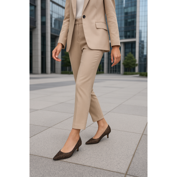 Stiletto Ayakkabı Leopar Taşlı