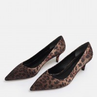 Stiletto Ayakkabı Leopar Taşlı