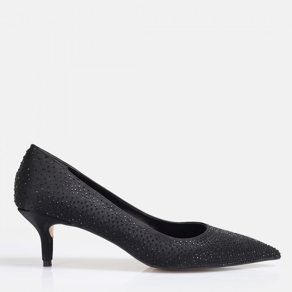 Stiletto Ayakkabı Siyah Taşlı