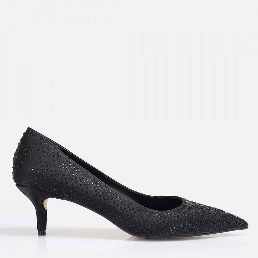 Stiletto Ayakkabı Siyah Taşlı